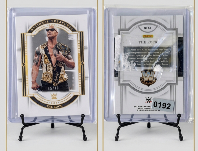 2024 Panini National Treasures WWE The Rock #51 Gold Parallel /10