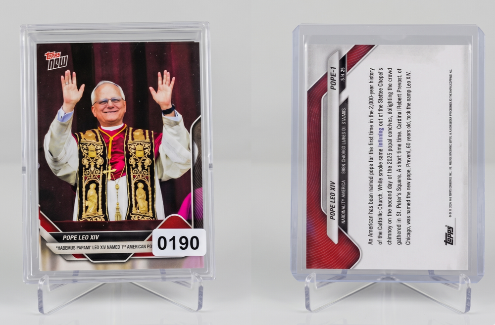 2025 Topps Now Pope Leo XIV Robert Prevost #POPE-1 First American Pope Card