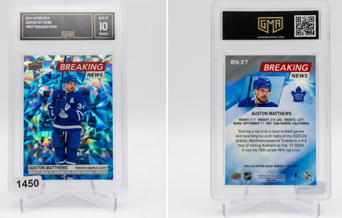 بطاقة هوكي 2024 Upper Deck Auston Matthews BN27 Breaking News Mint 10
