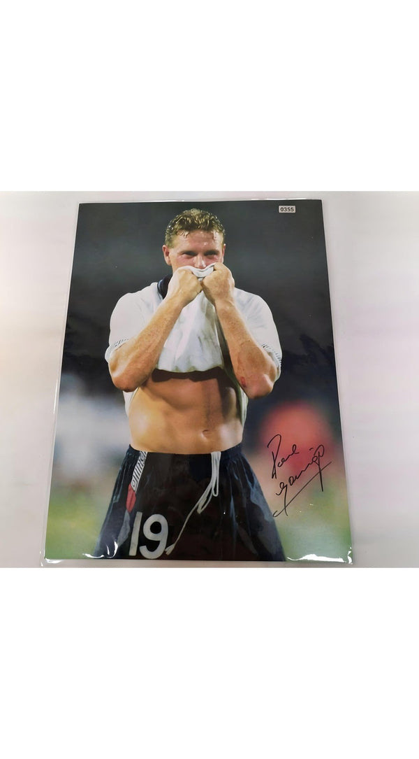 Paul Gascoigne Signed 16x12 Photo Italy 90 England Iconic Moment for Fans