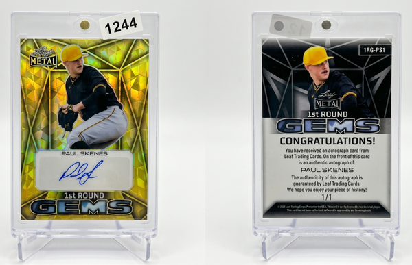 2023 2024 Leaf Metal Paul Skenes 1st Round Gems Auto 1RG-PS1 Gold 1/1 One of One