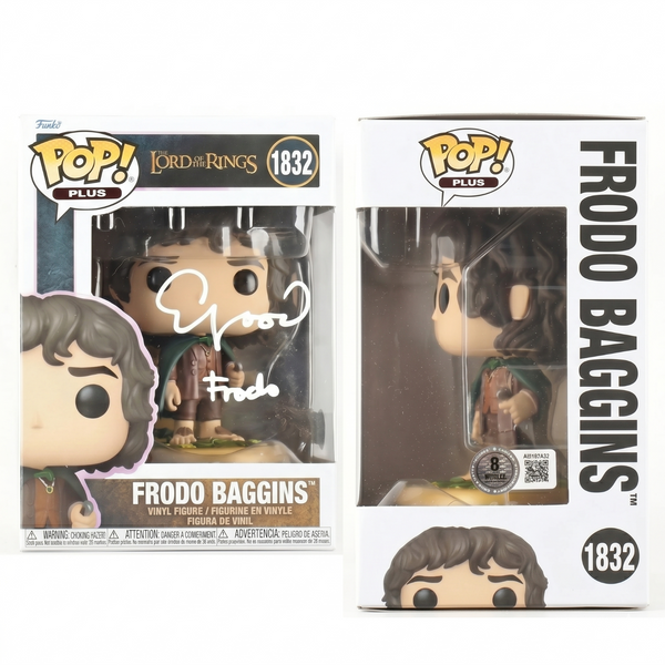 Elijah Wood Signed Frodo Baggins Funko Pop 1832 GITD Inscribed Beckett Witnessed