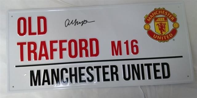 Sir Alex Ferguson Signed Old Trafford Street Sign Manchester United Collectible