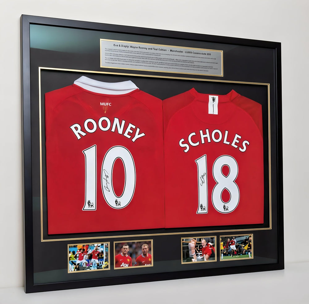 Rooney Scholes Signed Nike Jerseys Beckett Certified - With Frame