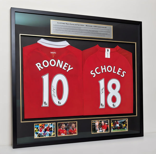 Rooney Scholes Signed Nike Jerseys Beckett Certified - With Frame