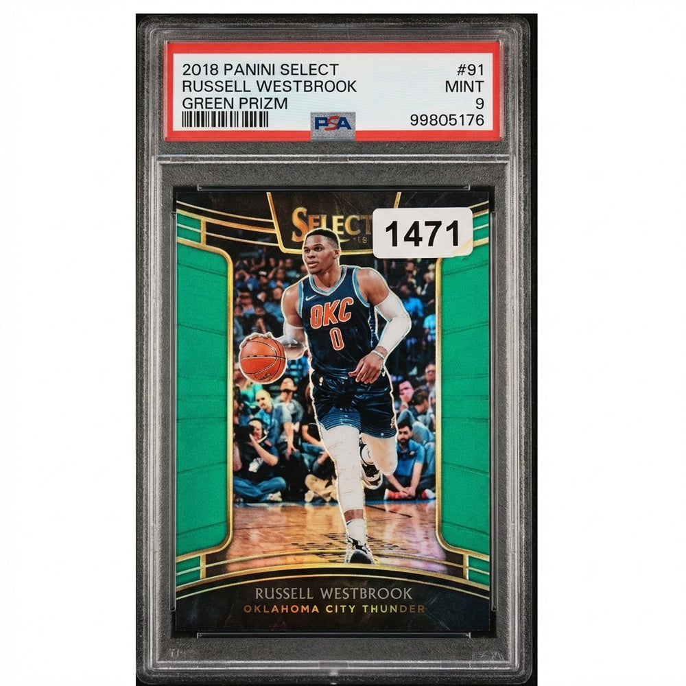 2018 Panini Select Russell Westbrook GREEN PRIZM #91 PSA 9 MINT Serial 2/5 RARE