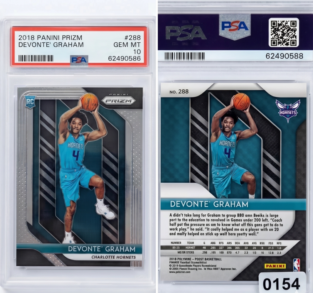 2018 Panini Prizm Devonte' Graham #288 Silver Prizm Rookie Card PSA 10 Gem Mint