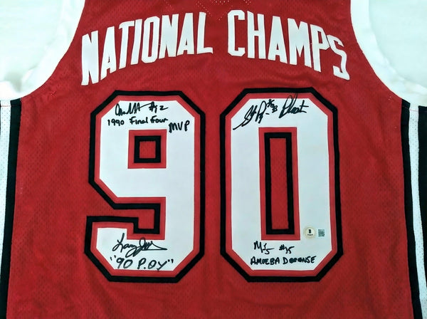 1989 90 UNLV Team Signed Jersey Larry Johnson Stars Beckett Basketball