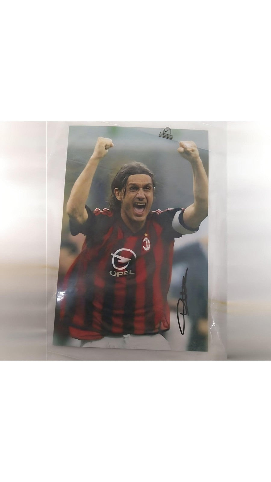 Paolo Maldini Celebrating AC Milan Icon Signed Photo 12x8 Soccer Fans