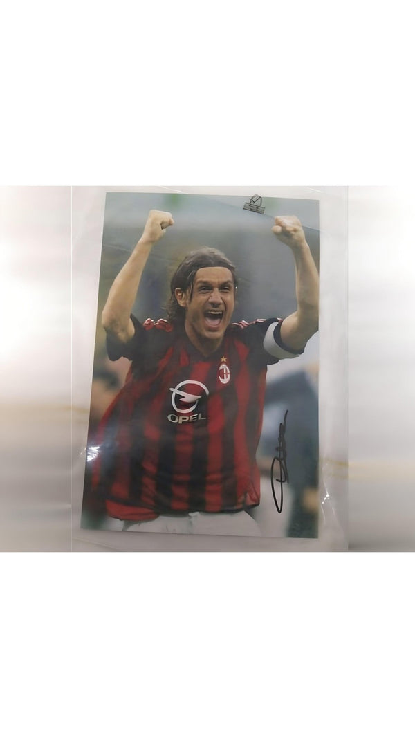 Paolo Maldini Celebrating AC Milan Icon Signed Photo 12x8 Soccer Fans