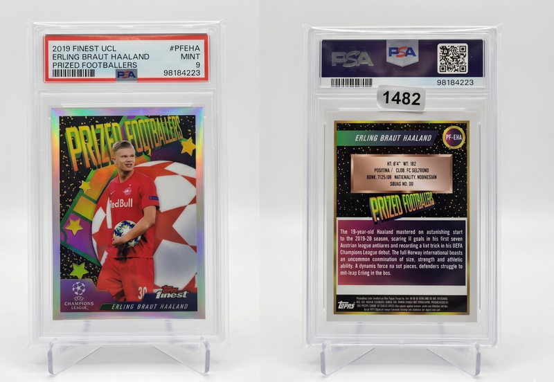 بطاقة إيرلينج براوت هالاند PSA 9 2019 Topps Finest UCL Prized Footballers RC